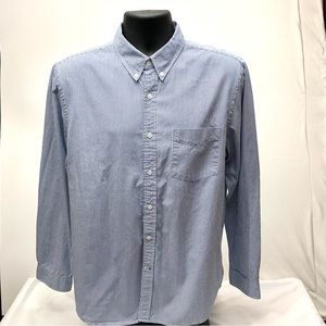 Club Room Men Size Large Blue Slim Fit Dress Shirt Button Down 100% Cotton